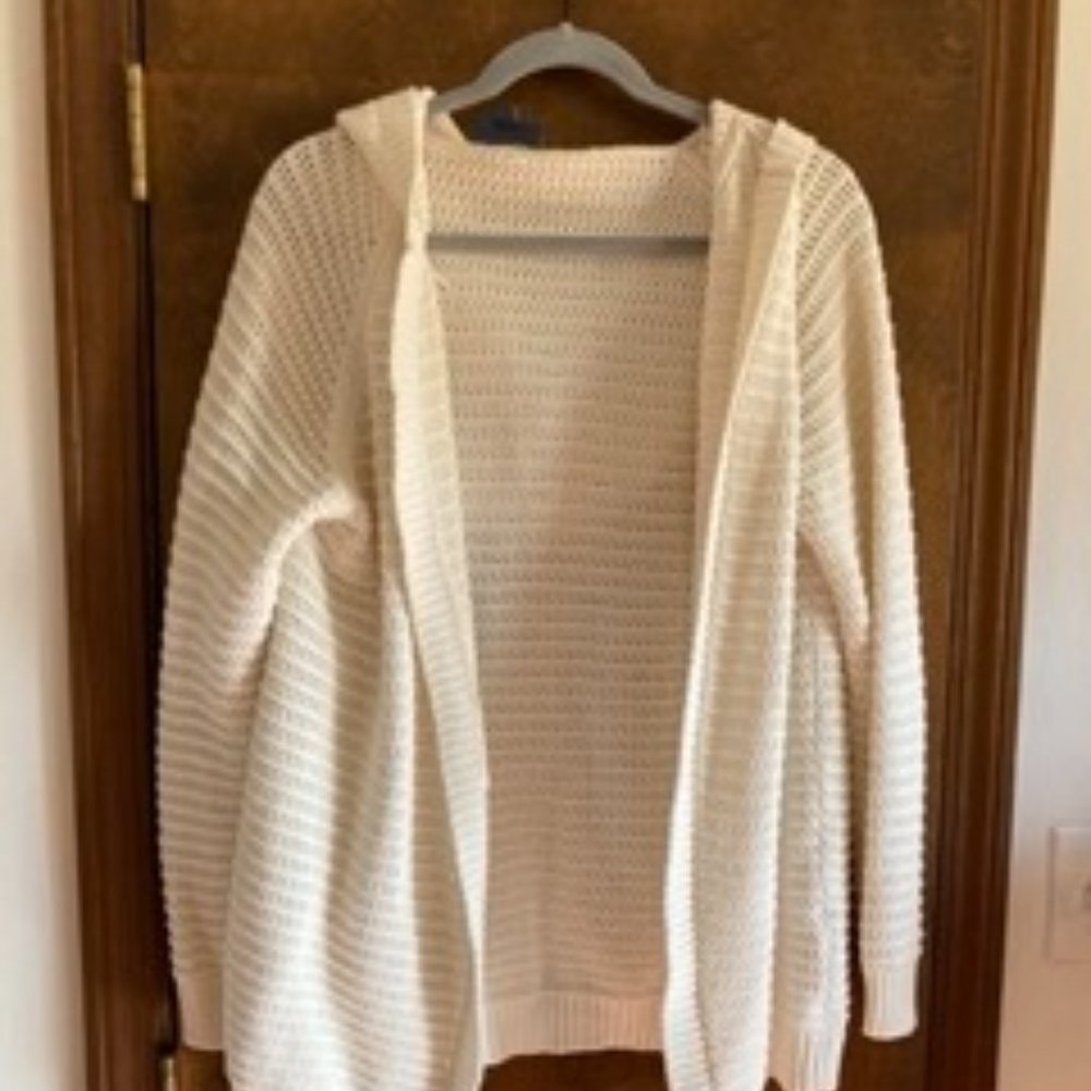 ModCloth Cream Off-White Sweater Cardigan with Hood Size XL